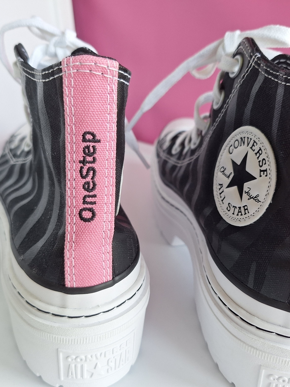 Converse Black White Zebra Platform High-Top Sneakers - Picture 3 of 4